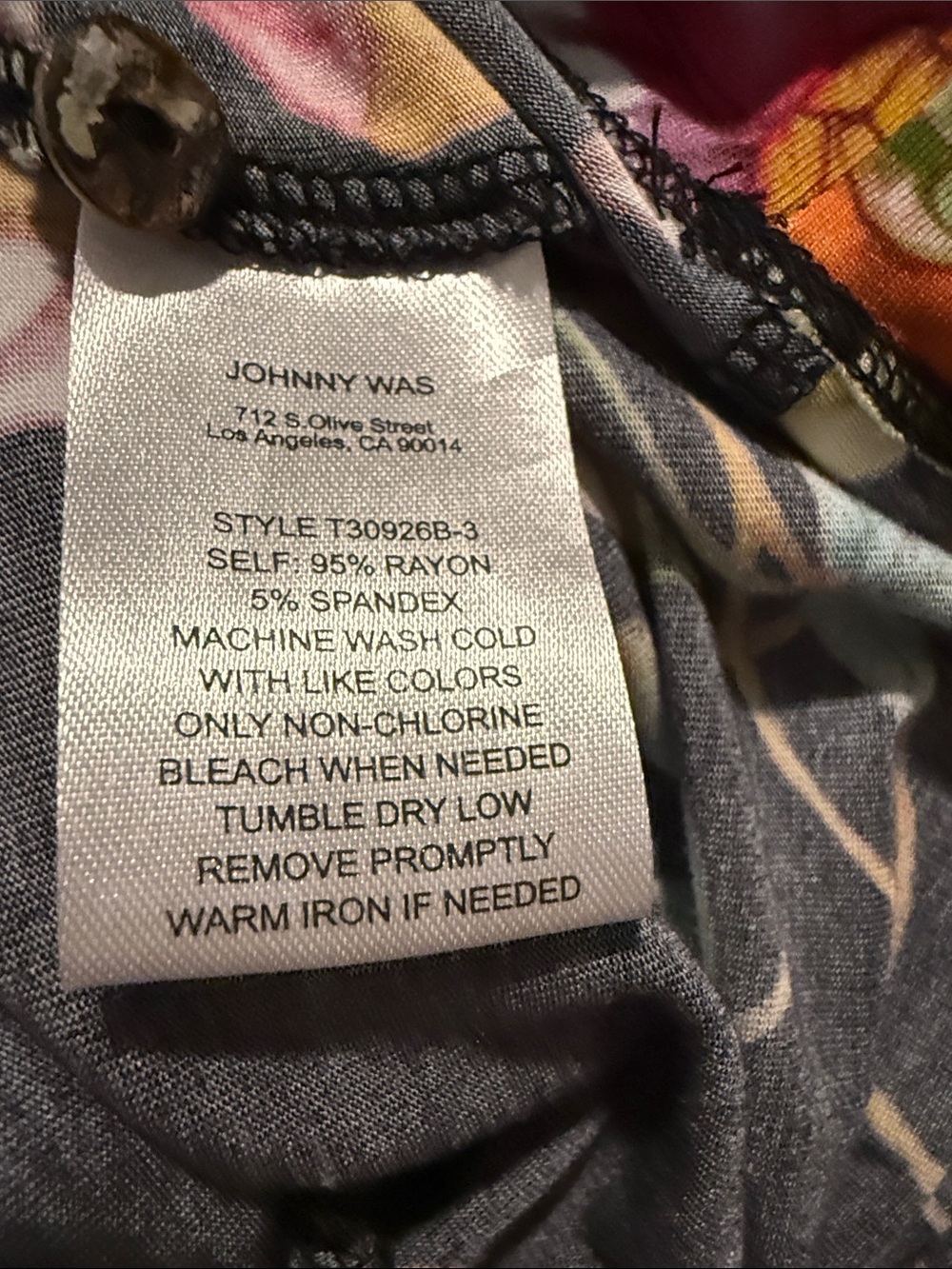 Johnny Was Black Floral Mini Dress with Multicolor Blooms - Picture 6 of 7
